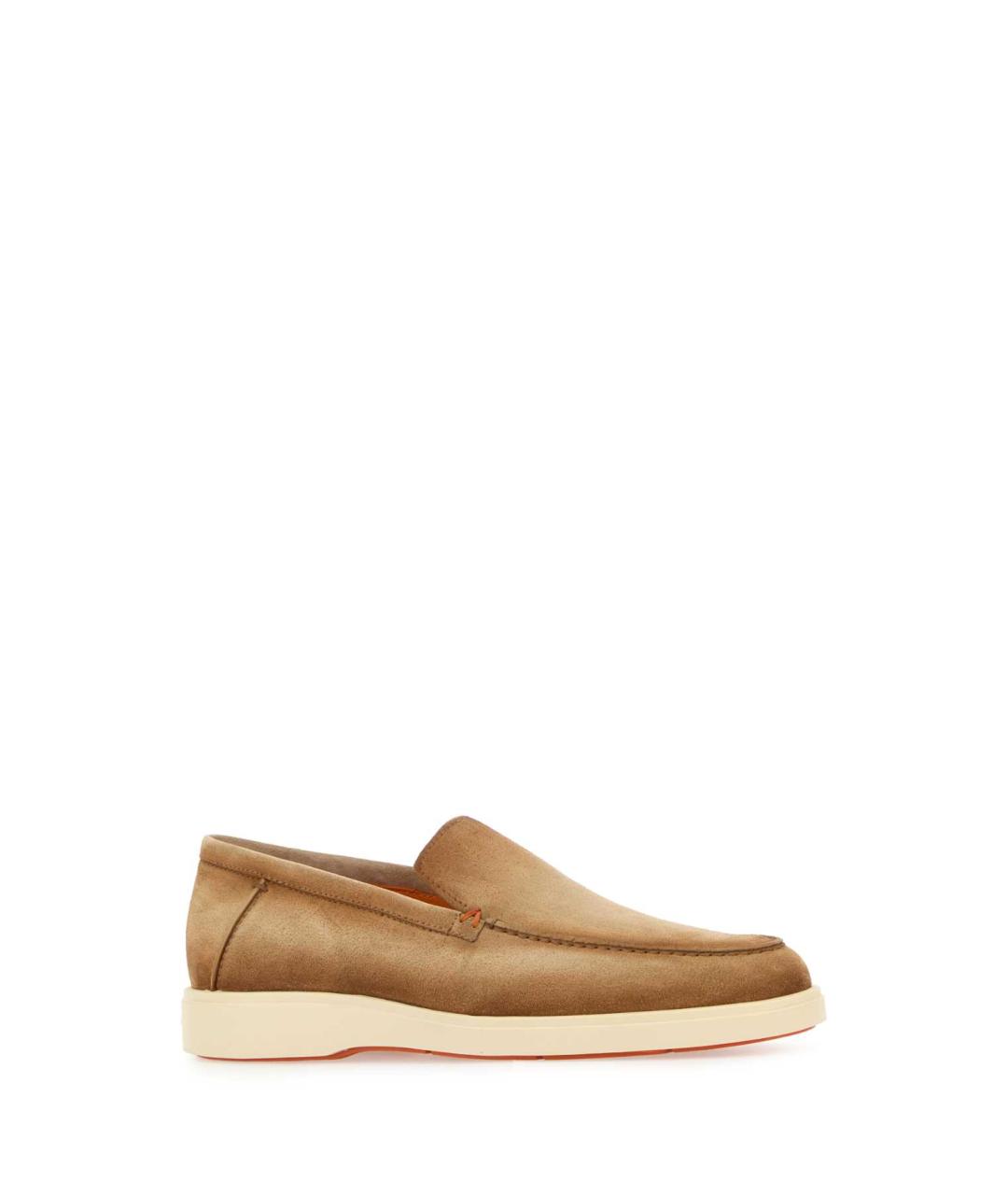 SANTONI Бежевые кожаные мокасины, фото 2