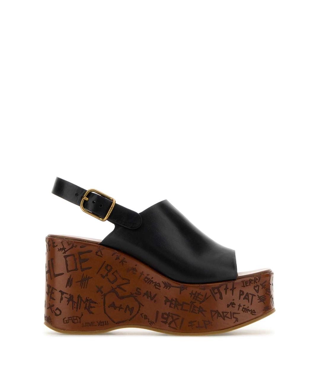 CHLOE Черные кожаные босоножки, фото 1