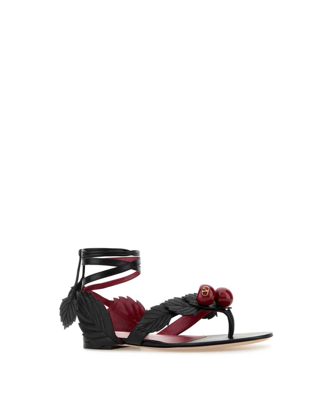 VALENTINO Черные кожаные босоножки, фото 2