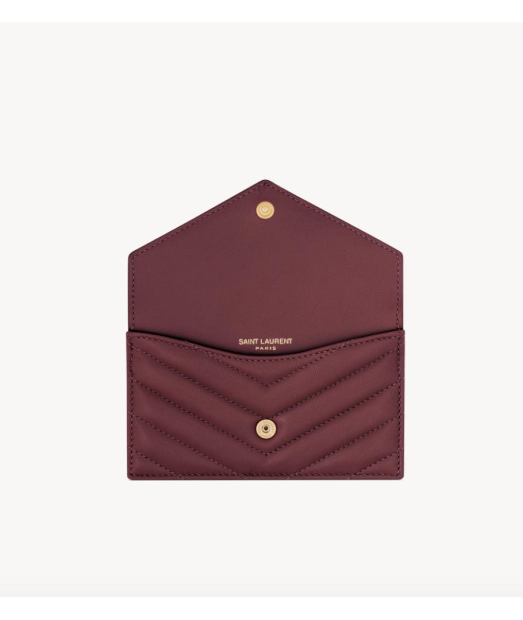 SAINT LAURENT Бордовый кожаный кардхолдер, фото 4