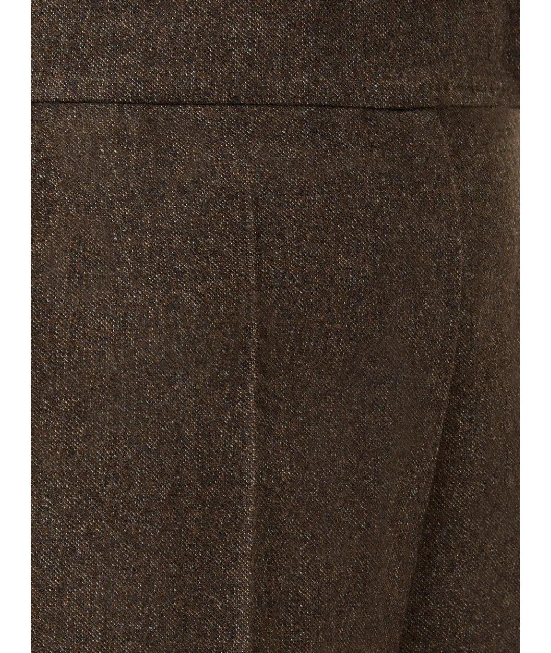 MAX MARA Коричневые шерстяные прямые брюки, фото 2