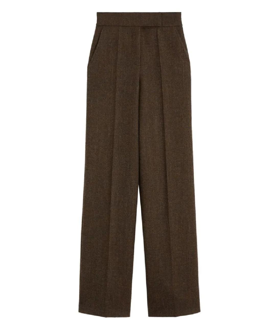MAX MARA Коричневые шерстяные прямые брюки, фото 1