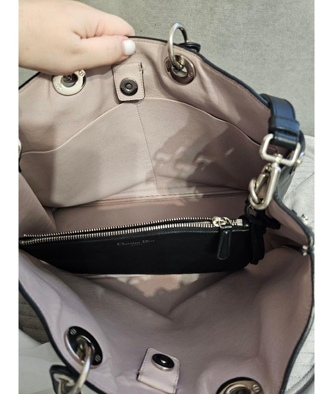 CHRISTIAN DIOR Черная кожаная сумка тоут, фото 4