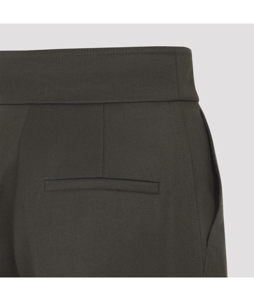 MAX MARA Зеленые шерстяные прямые брюки, фото 2