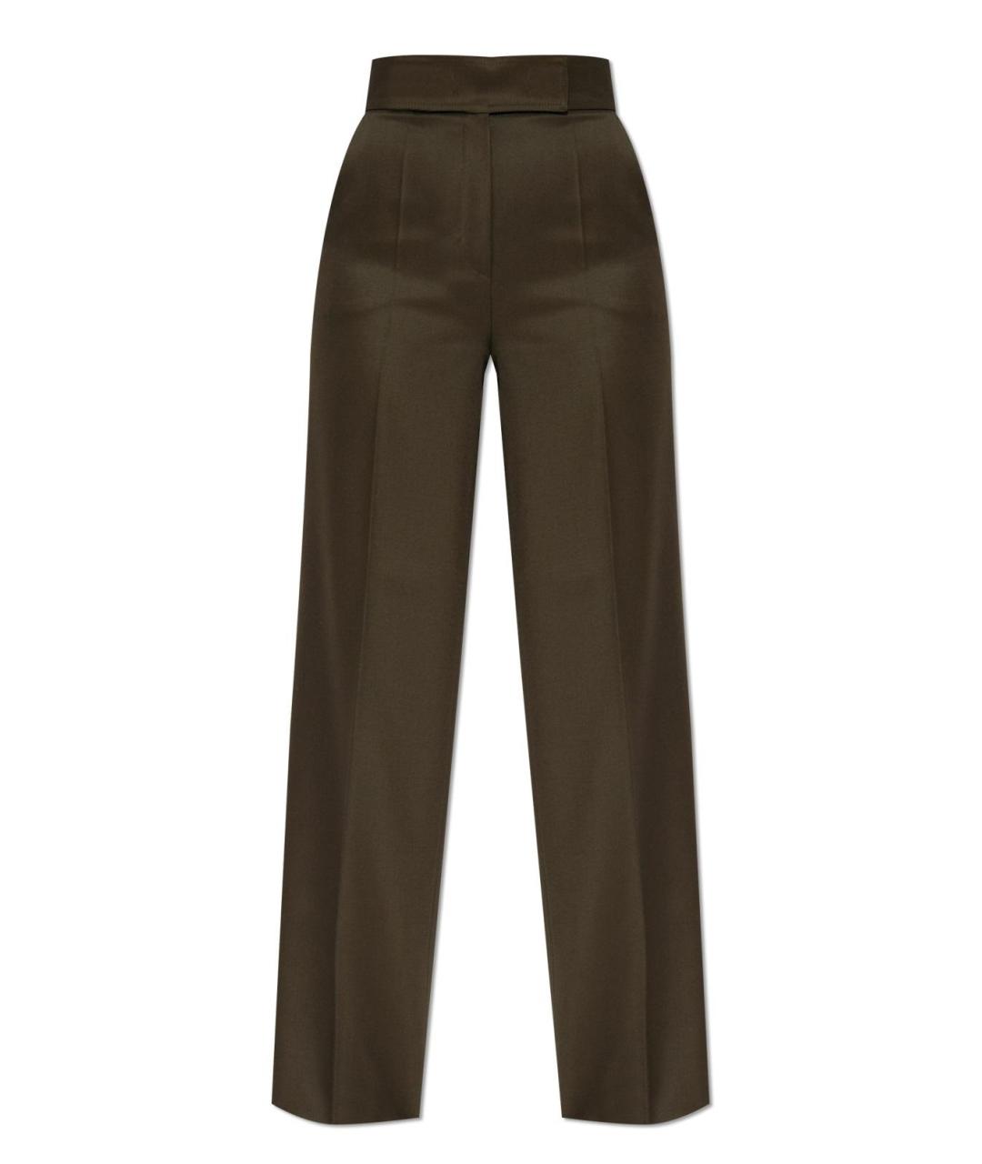 MAX MARA Зеленые шерстяные прямые брюки, фото 1