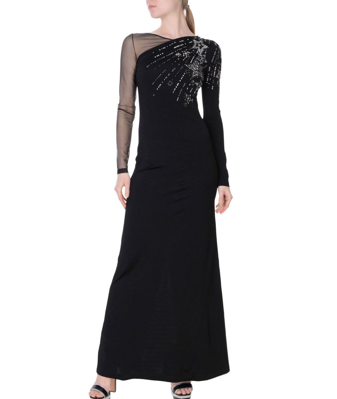 JUST CAVALLI Черное полиэстеровое вечернее платье, фото 7