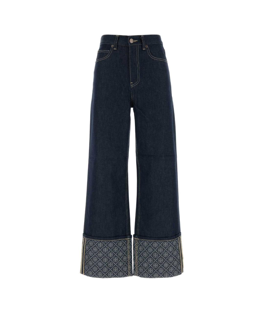 TORY BURCH Темно-синие хлопковые прямые джинсы, фото 1