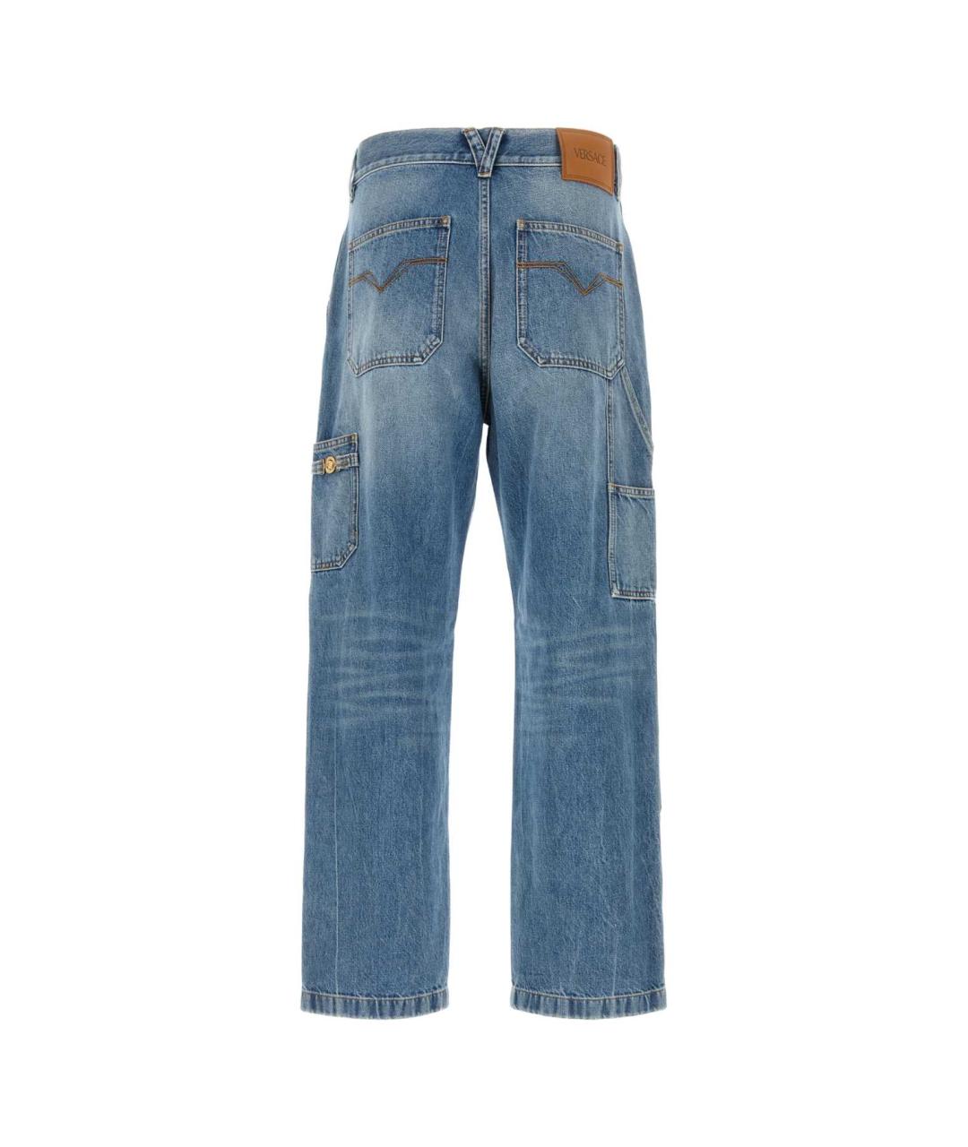 VERSACE Синие хлопковые прямые джинсы, фото 2