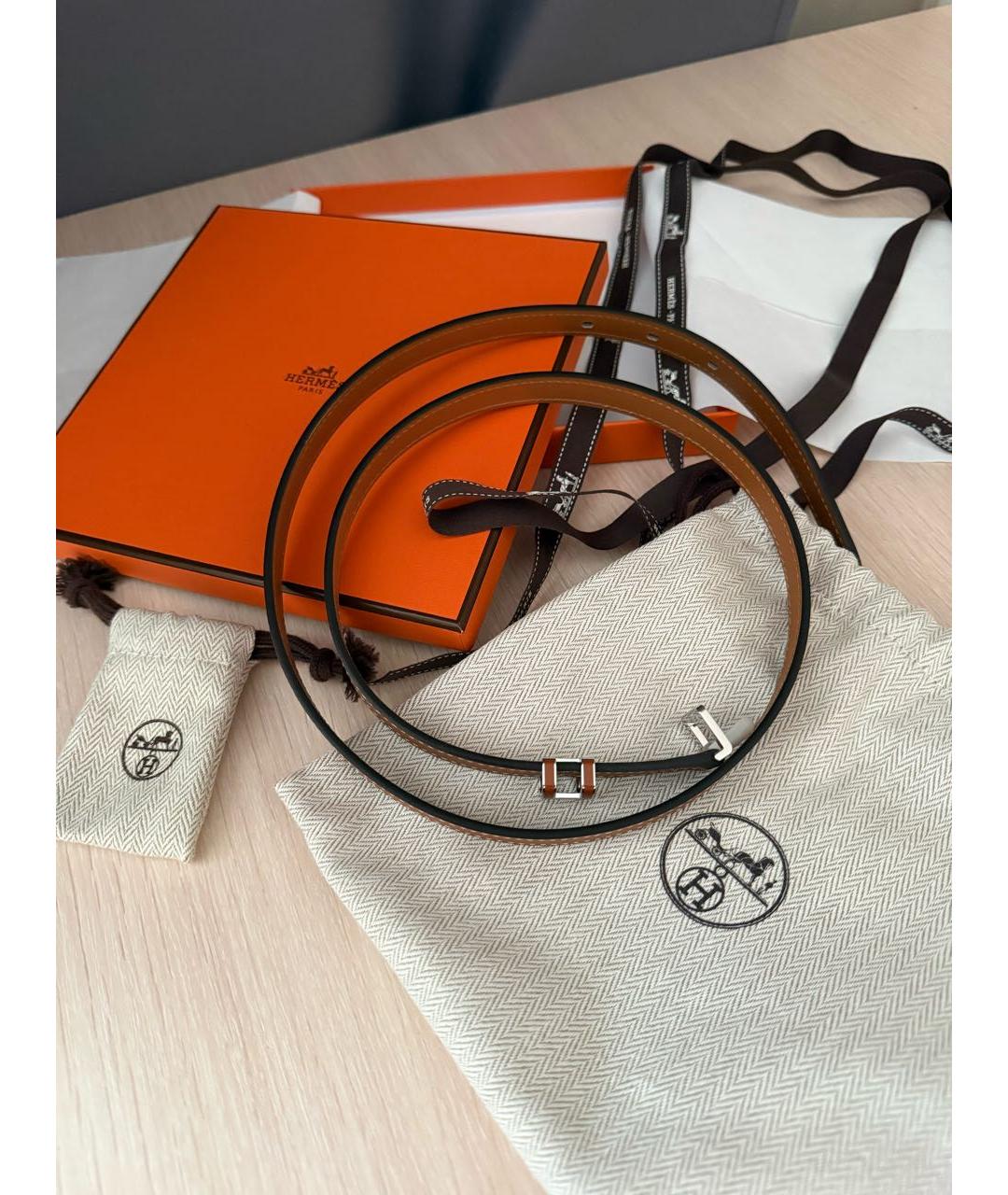 HERMES Коричневый кожаный ремень, фото 8