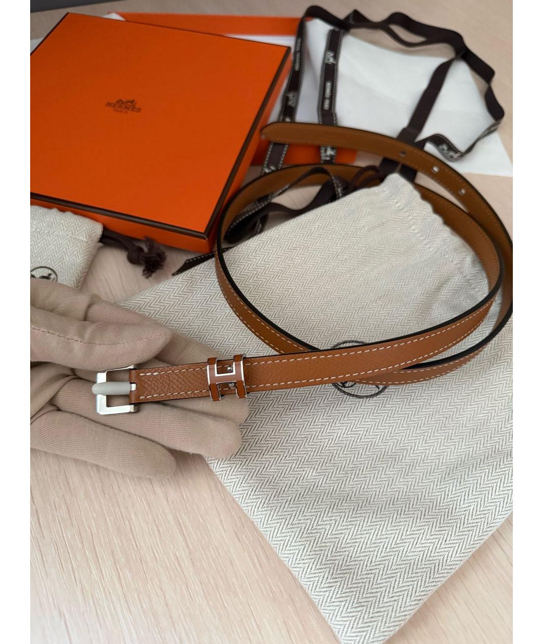 HERMES Коричневый кожаный ремень, фото 2