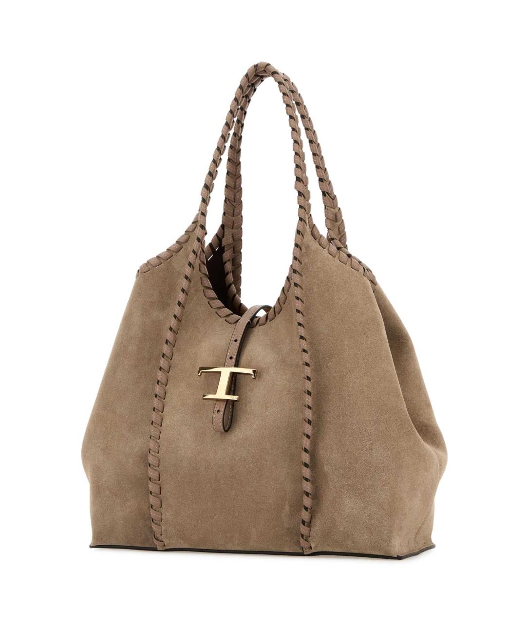 TOD'S Серая кожаная сумка с короткими ручками, фото 2