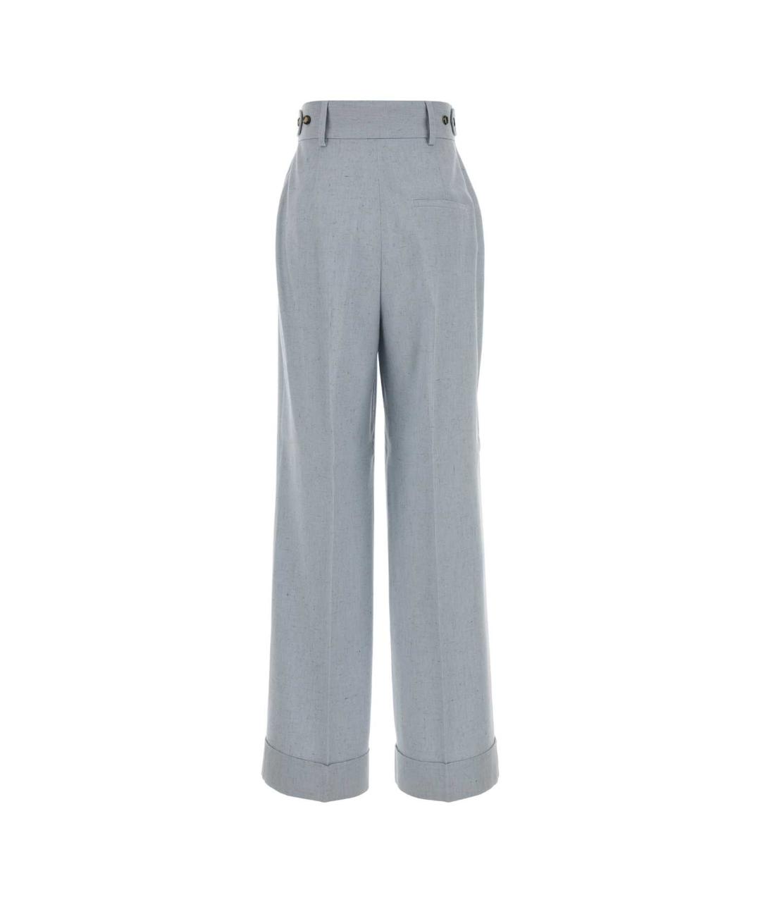 ALBERTA FERRETTI Голубые вискозные прямые брюки, фото 2