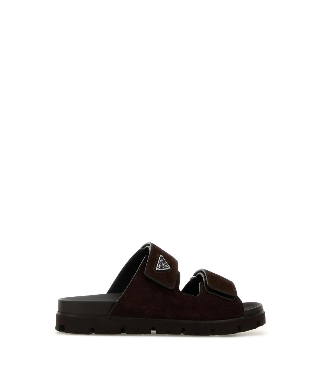 PRADA Коричневые замшевые шлепанцы, фото 3