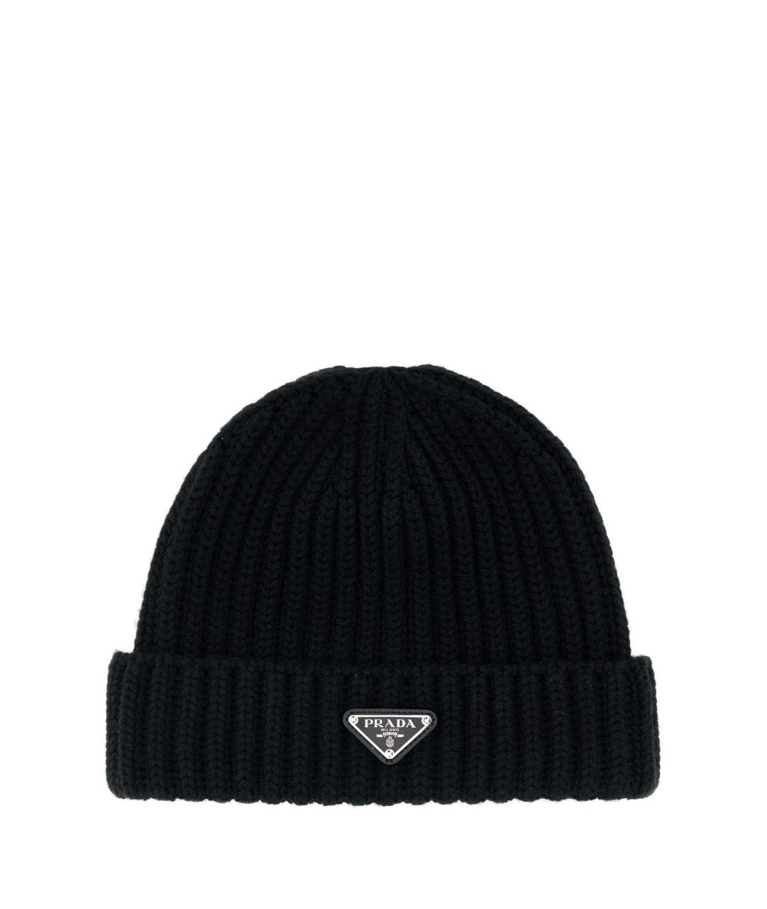 PRADA Черная шерстяная шапка, фото 1