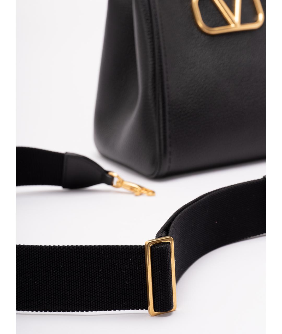 VALENTINO Черная кожаная сумка тоут, фото 4