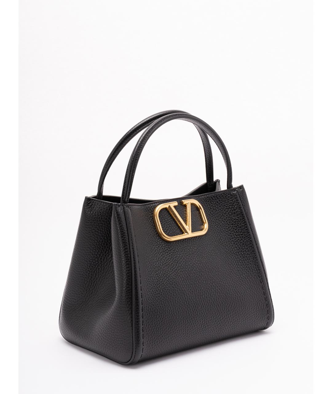 VALENTINO Черная кожаная сумка тоут, фото 3