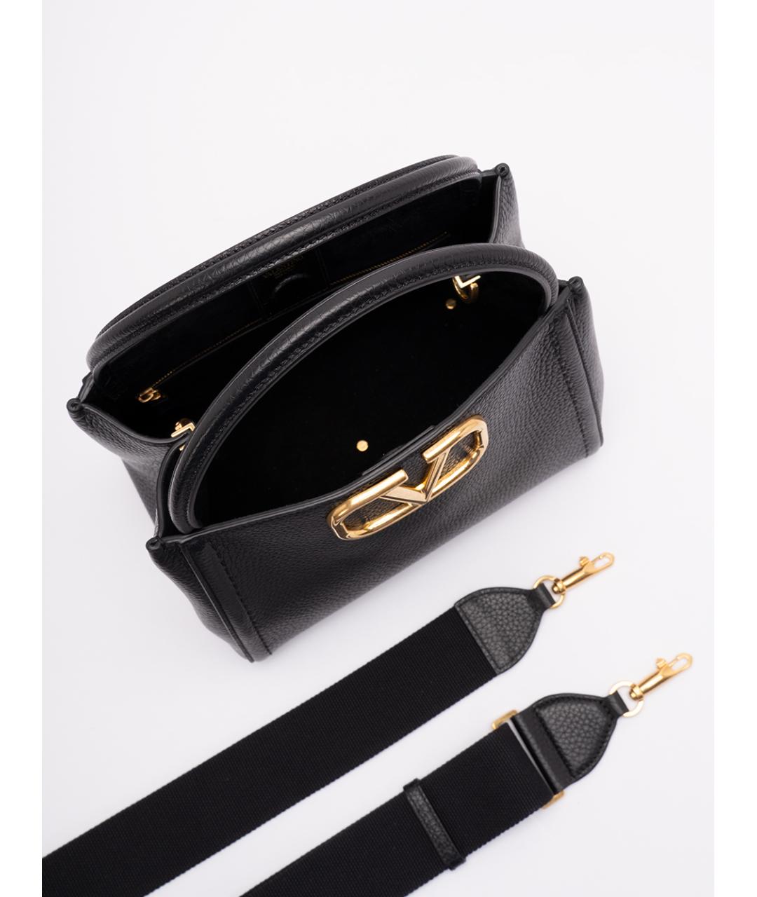 VALENTINO Черная кожаная сумка тоут, фото 5