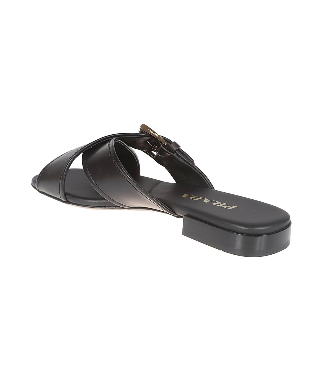 PRADA Черные кожаные шлепанцы, фото 3