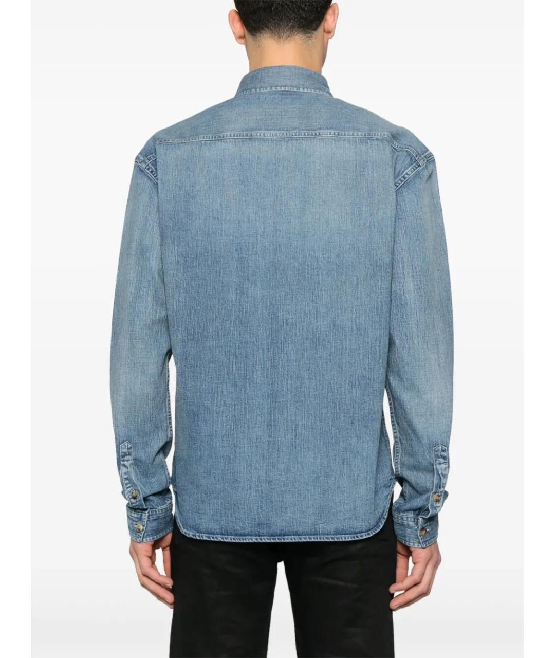 SAINT LAURENT Голубые хлопковые прямые джинсы, фото 3