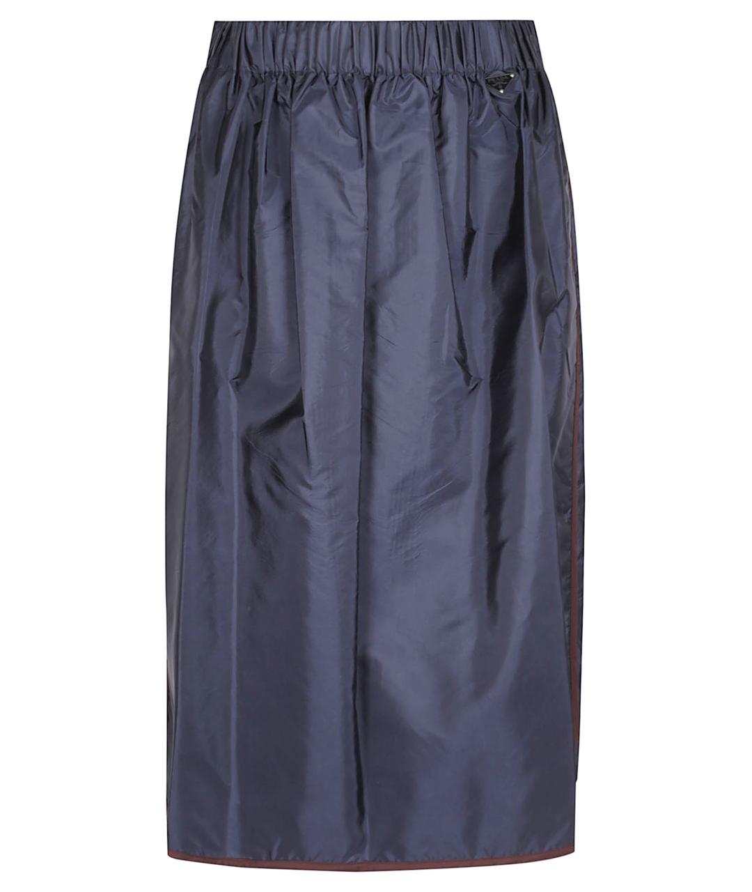 PRADA Темно-синяя синтетическая юбка миди, фото 1
