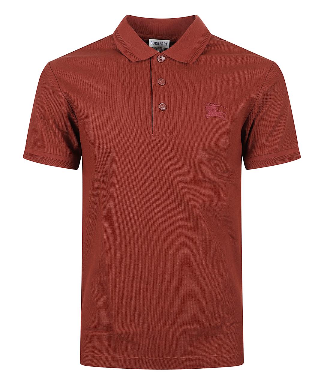 BURBERRY Красное хлопковое поло с коротким рукавом, фото 1