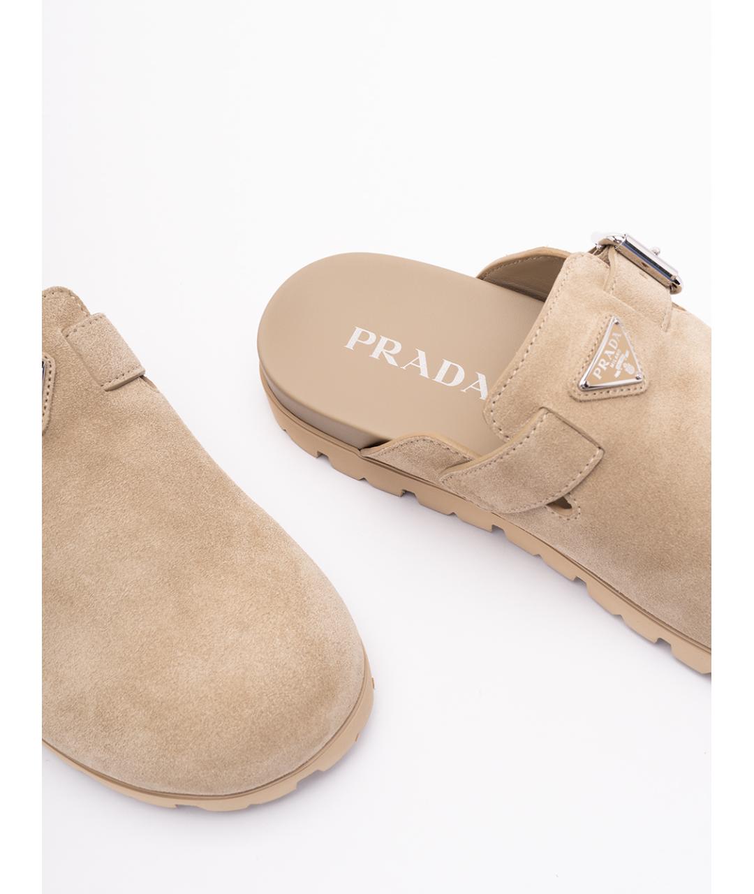 PRADA Бежевые кожаные сандалии, фото 5