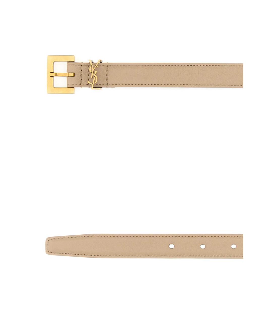 SAINT LAURENT Бежевый кожаный ремень, фото 2