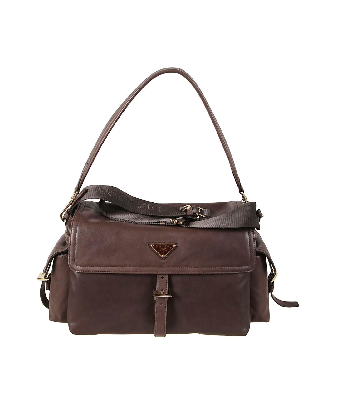 PRADA Коричневая кожаная сумка через плечо, фото 1