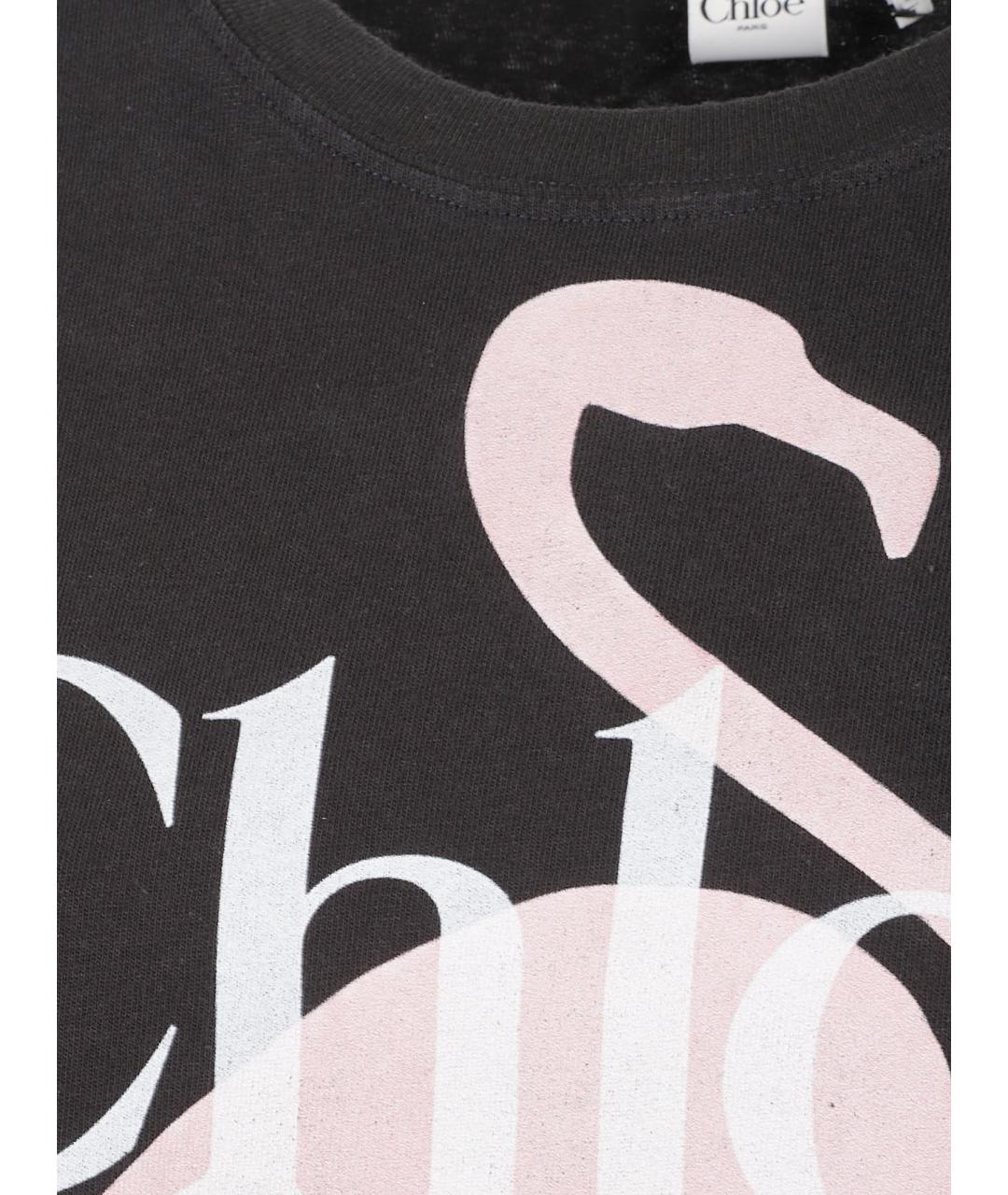 CHLOE Черная хлопковая футболка, фото 2