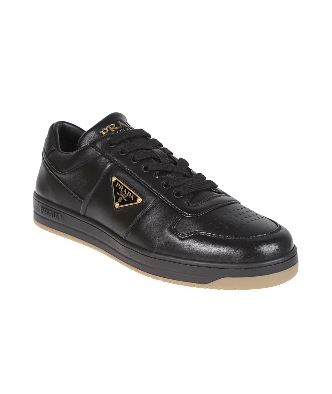 PRADA Черные кожаные низкие кроссовки / кеды, фото 2
