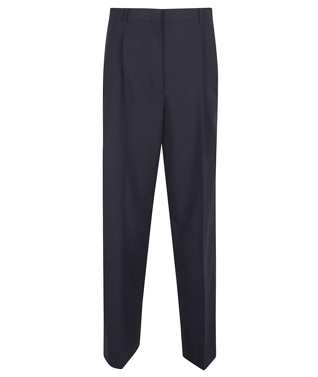 MIU MIU Темно-синие шерстяные прямые брюки, фото 1