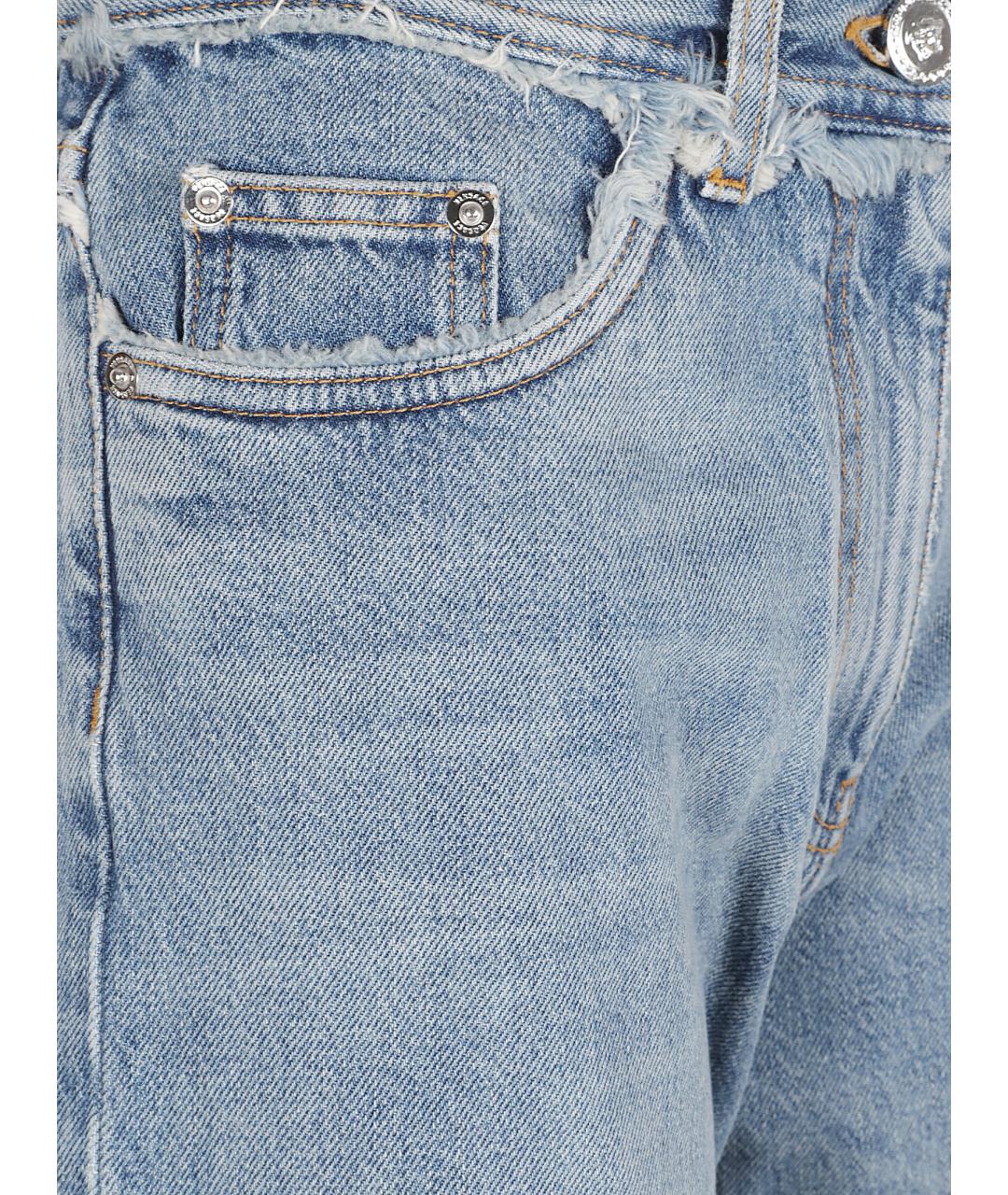 VERSACE Голубые хлопковые прямые джинсы, фото 2