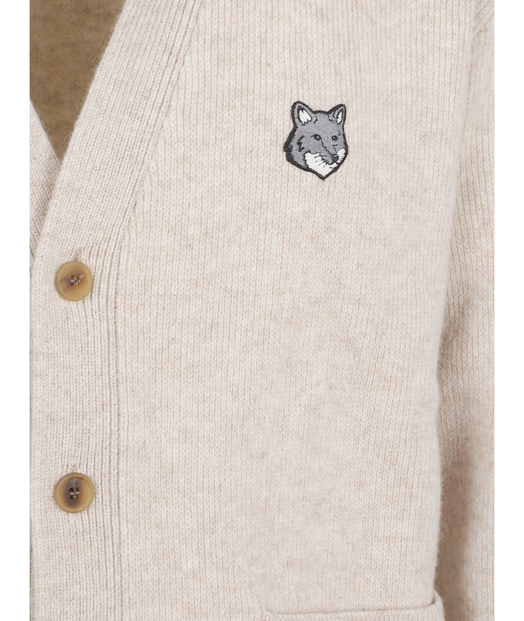 MAISON KITSUNE Бежевый шерстяной кардиган, фото 2