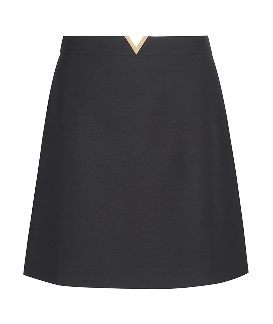 VALENTINO Черная шерстяная юбка миди, фото 1