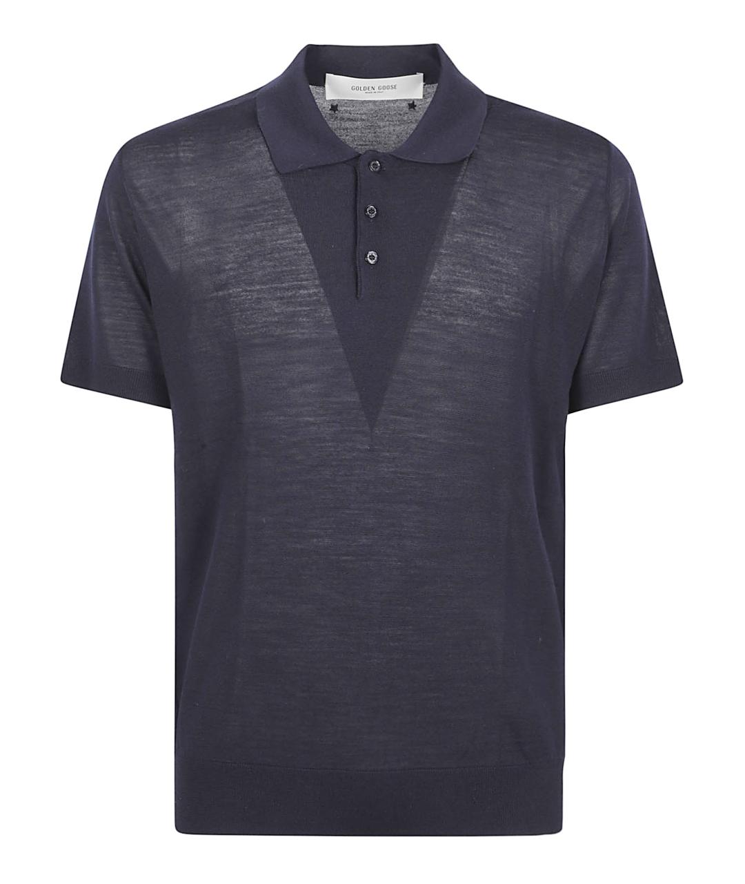 GOLDEN GOOSE DELUXE BRAND Темно-синее поло с коротким рукавом, фото 1