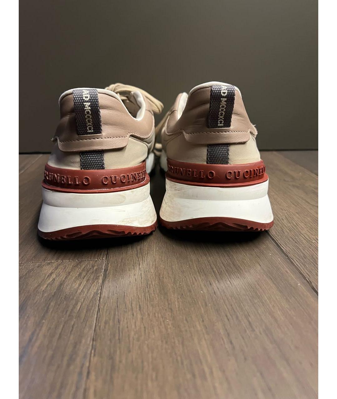 BRUNELLO CUCINELLI Бежевые замшевые низкие кроссовки / кеды, фото 4