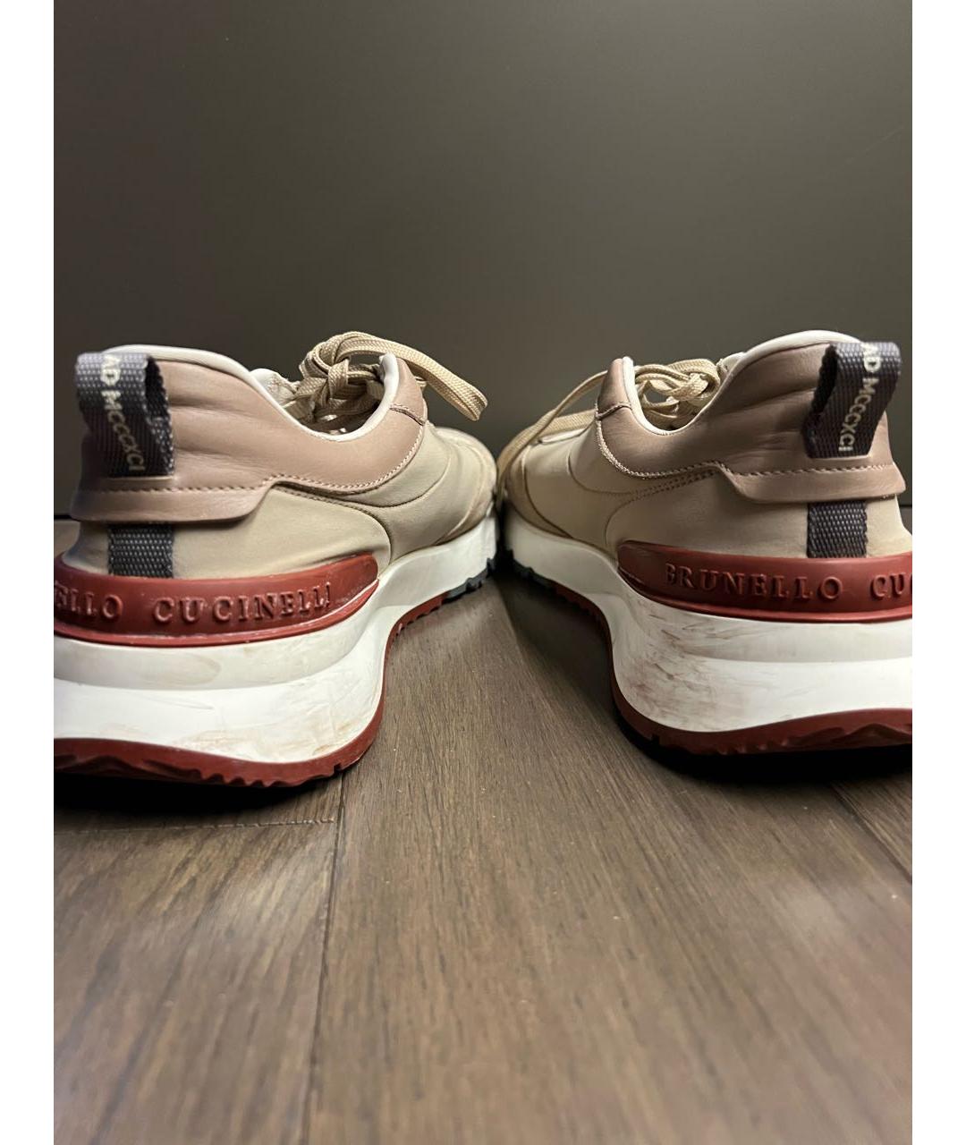 BRUNELLO CUCINELLI Бежевые замшевые низкие кроссовки / кеды, фото 5