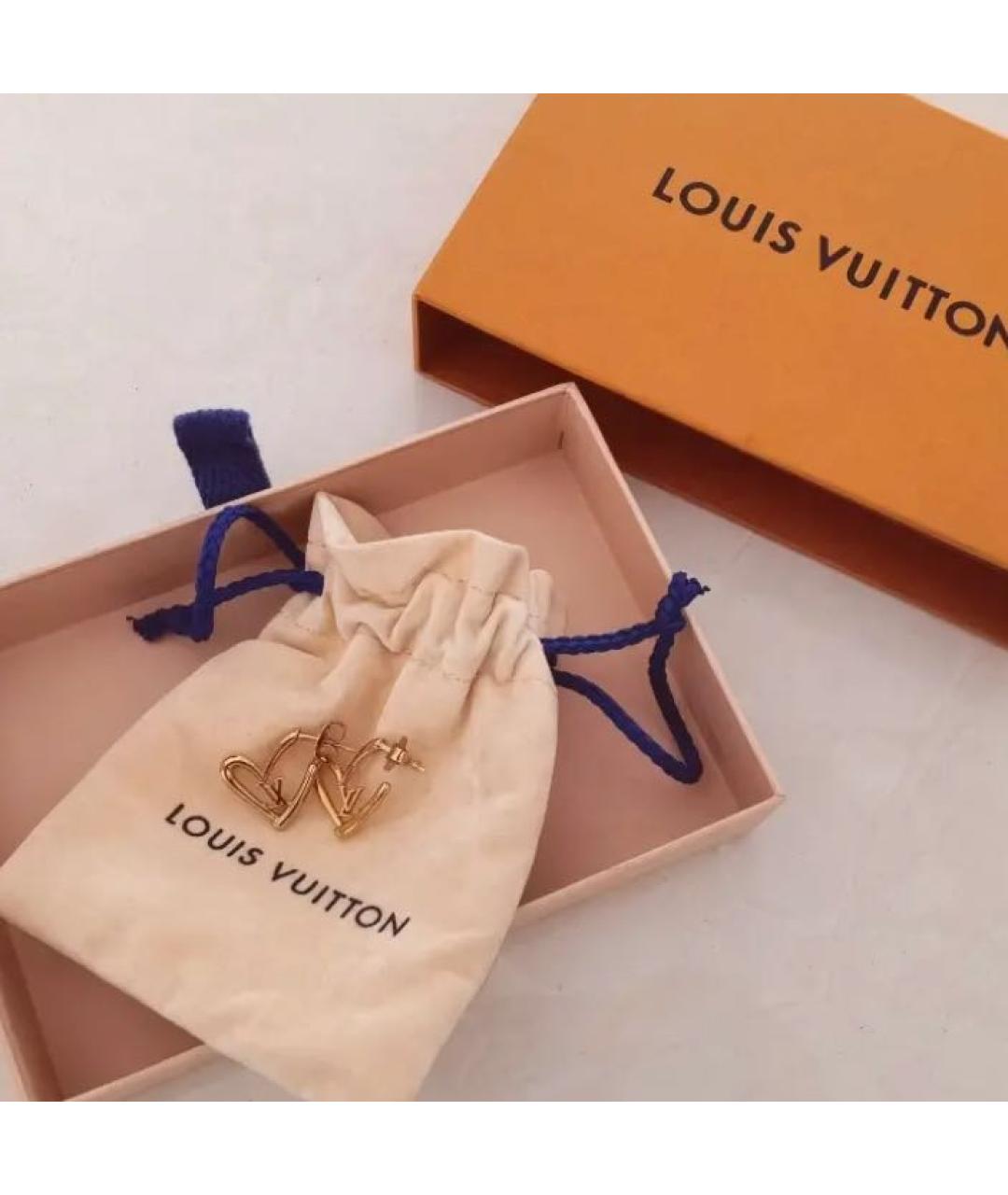 LOUIS VUITTON Золотые латунные серьги, фото 3