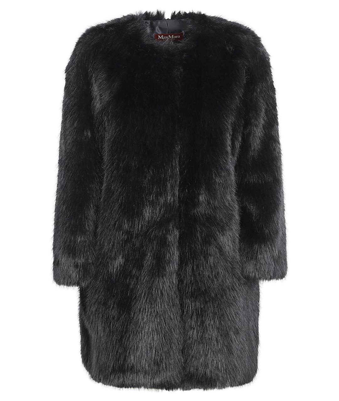 MAX MARA STUDIO Черная полиэстеровая шуба, фото 1