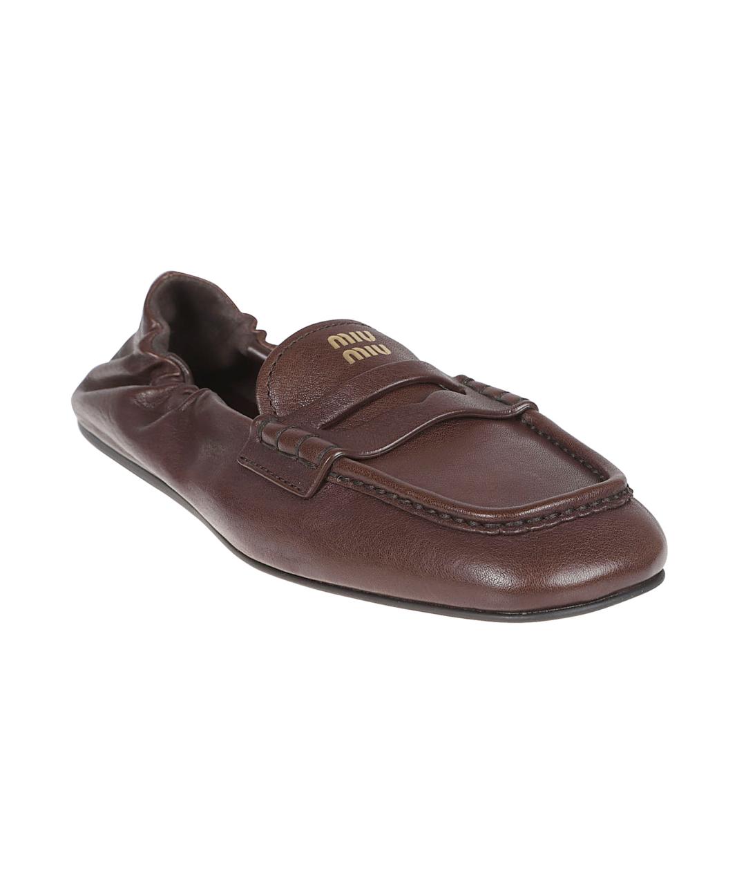 MIU MIU Коричневые кожаные лоферы, фото 2