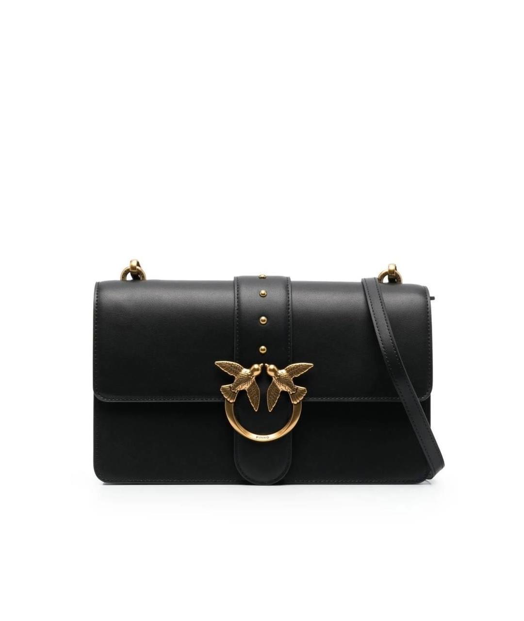 PINKO Черная кожаная сумка через плечо, фото 1