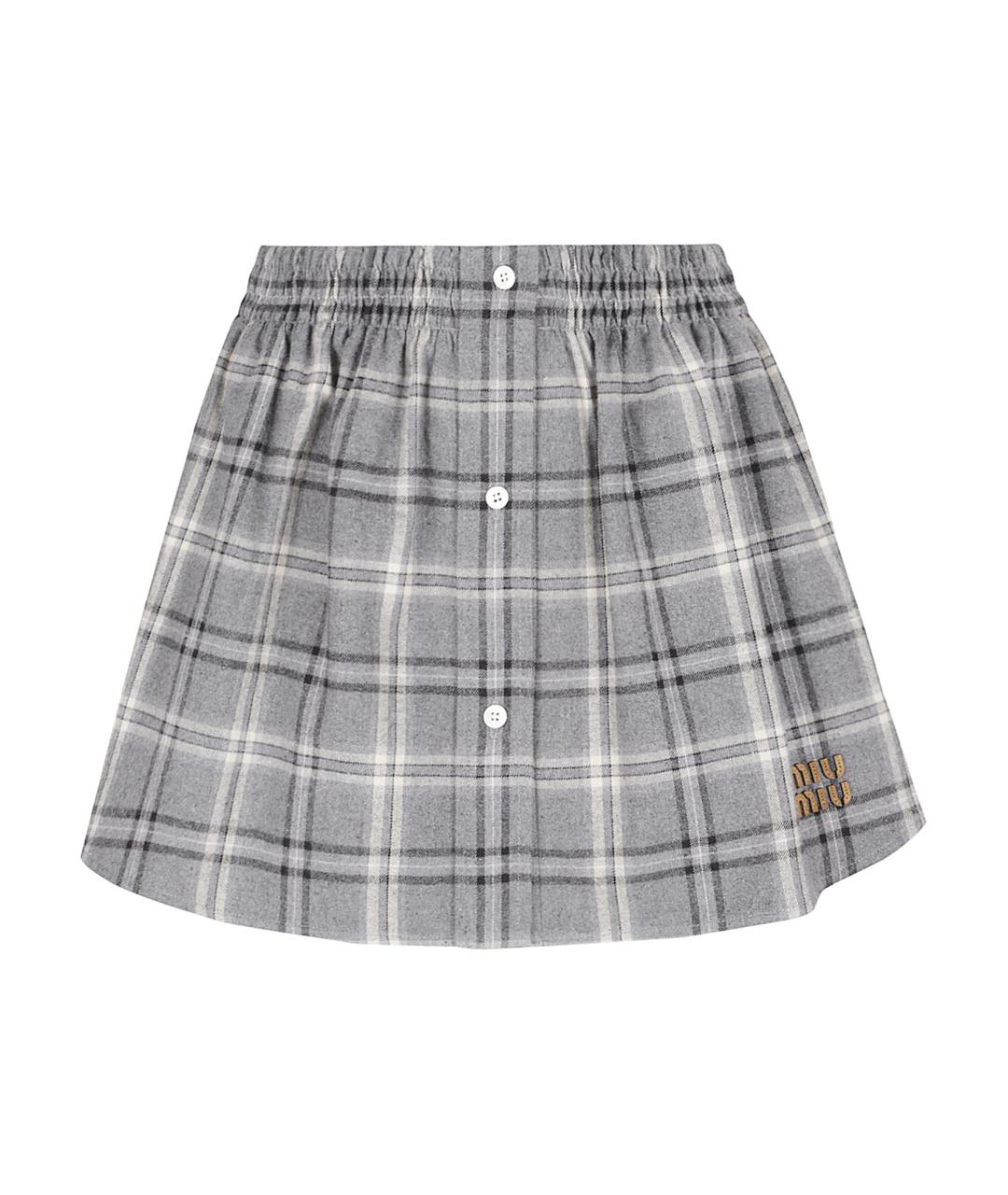 MIU MIU Серая хлопковая юбка мини, фото 1