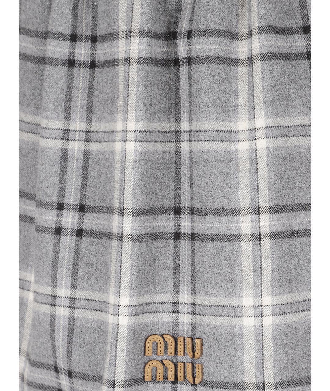 MIU MIU Серая хлопковая юбка мини, фото 2