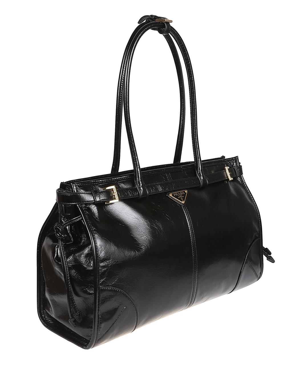PRADA Черная кожаная сумка тоут, фото 3