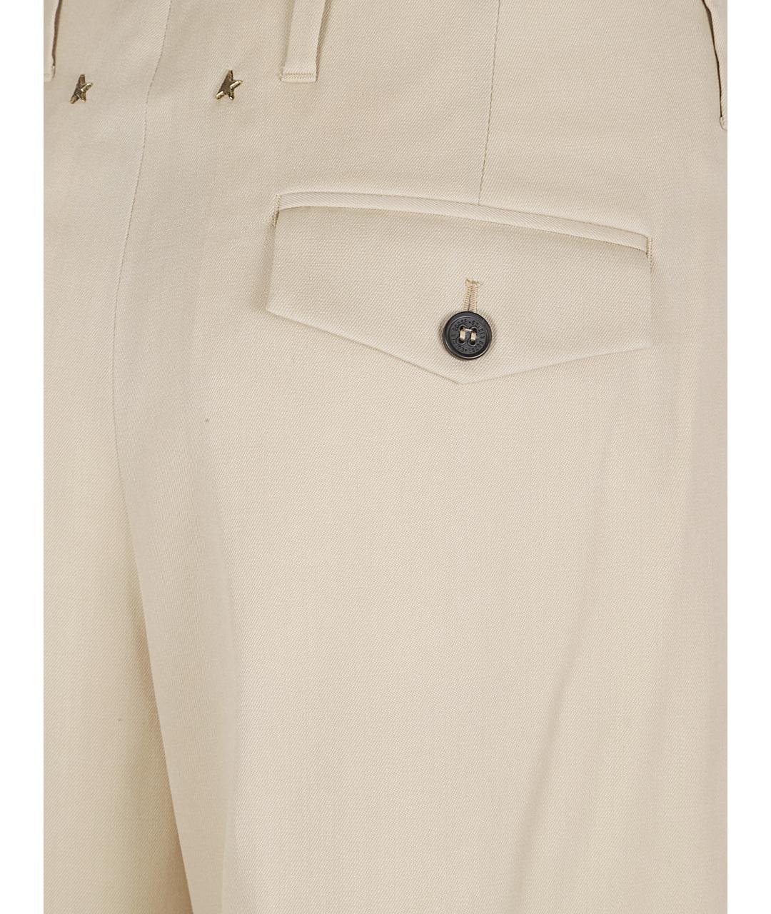 GOLDEN GOOSE DELUXE BRAND Бежевые шерстяные прямые брюки, фото 2