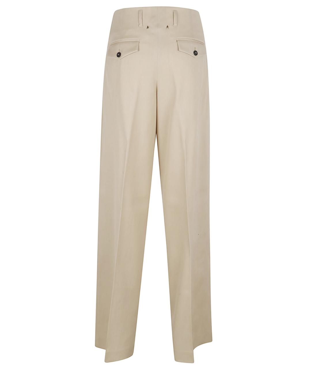 GOLDEN GOOSE DELUXE BRAND Бежевые шерстяные прямые брюки, фото 3