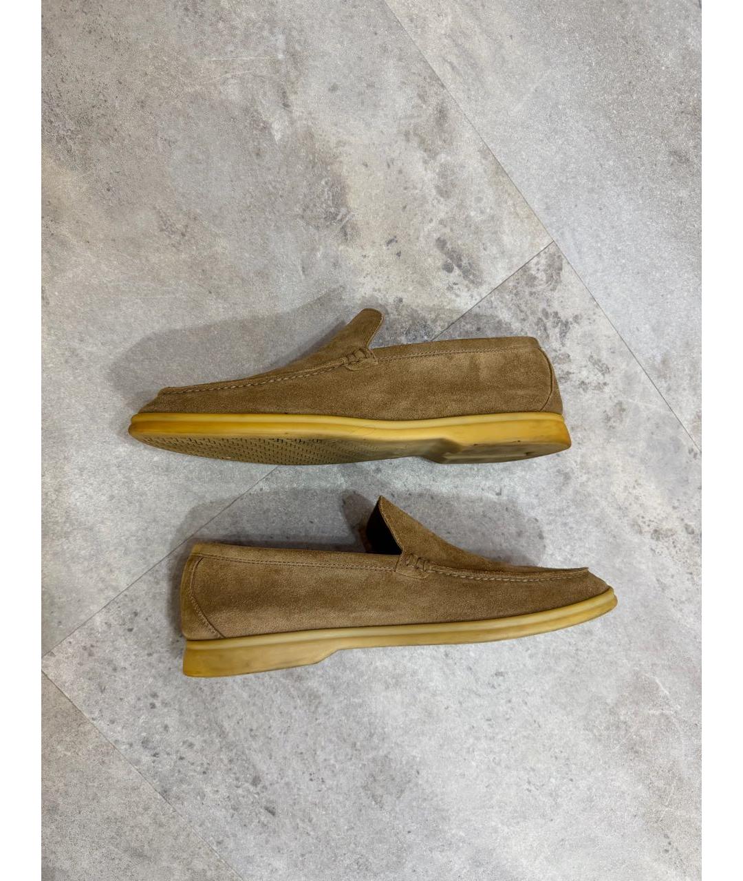 LORO PIANA Бежевые замшевые лоферы, фото 6