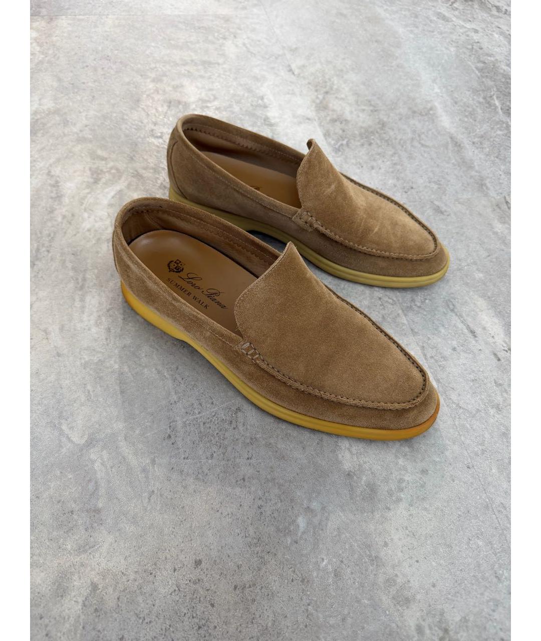 LORO PIANA Бежевые замшевые лоферы, фото 2