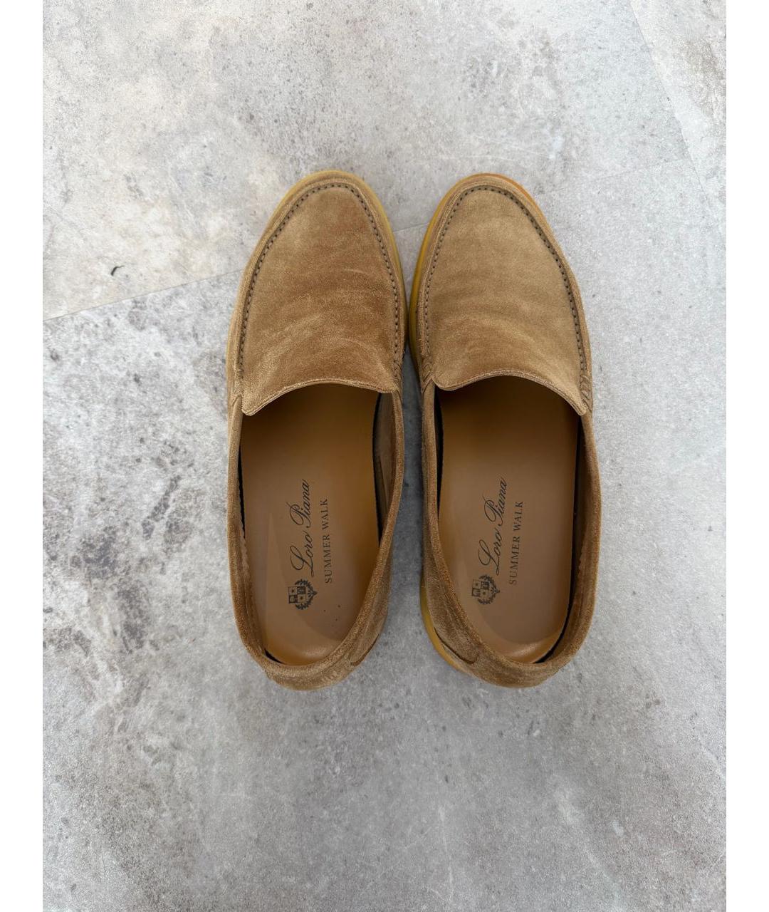 LORO PIANA Бежевые замшевые лоферы, фото 4