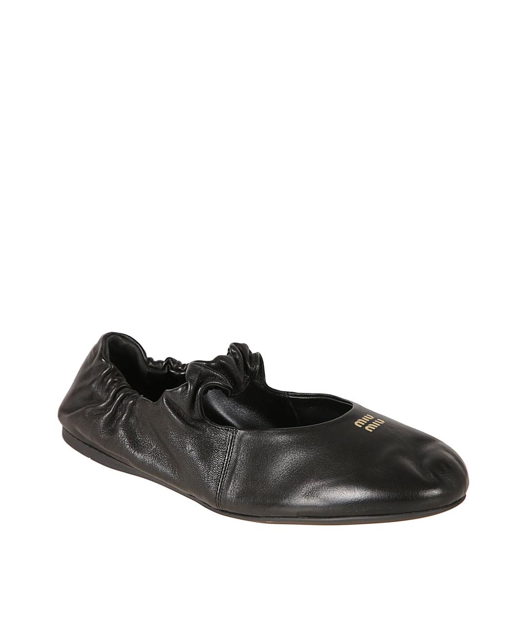 MIU MIU Черные кожаные балетки, фото 2